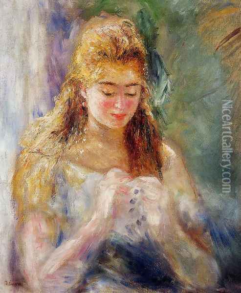 La Couseuse Oil Painting - Pierre Auguste Renoir