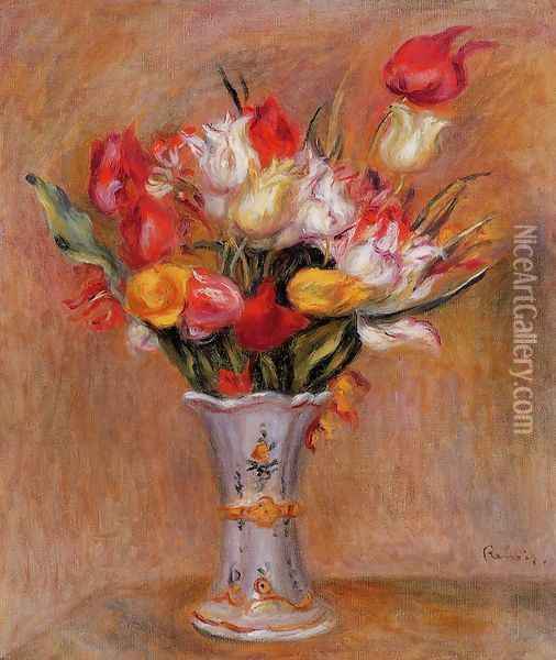 Tulips Oil Painting - Pierre Auguste Renoir