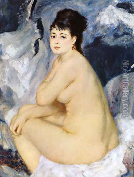 Nude Seated On A Sofa Oil Painting - Pierre Auguste Renoir
