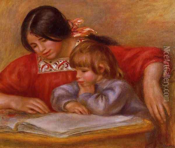 Leontine And Coco Oil Painting - Pierre Auguste Renoir