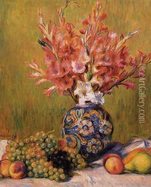 Still Life Flowers And Fruit Oil Painting - Pierre Auguste Renoir
