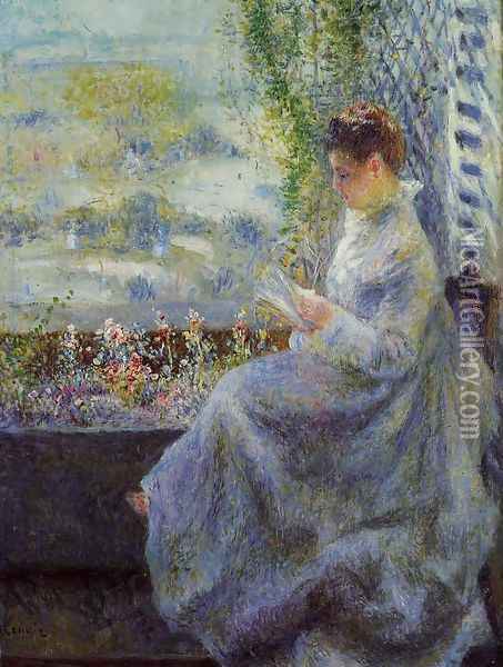 Madame Chocquet Reading Oil Painting - Pierre Auguste Renoir
