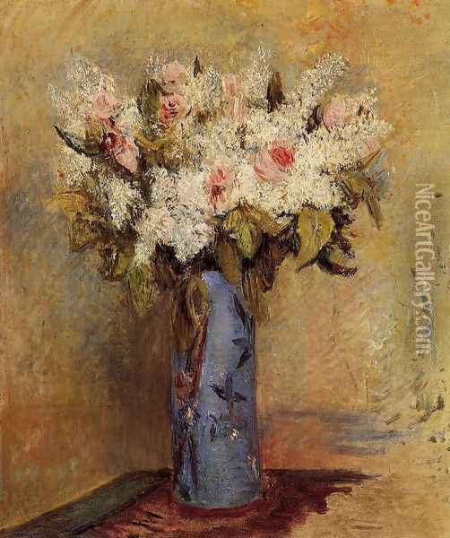 Vase Of Lilacs And Roses Oil Painting - Pierre Auguste Renoir
