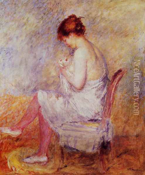 Woman In A Chemise Oil Painting - Pierre Auguste Renoir