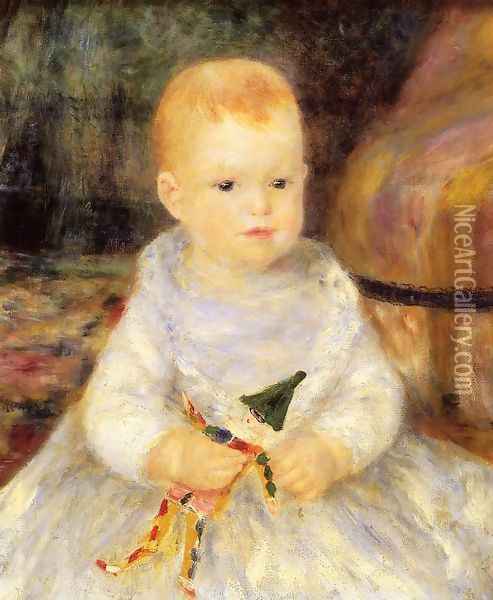 Child With Punch Doll Aka Pierre De La Pommeraye Oil Painting - Pierre Auguste Renoir