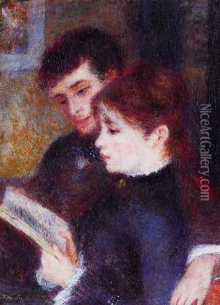 Reading Couple Aka Edmond Renoir And Marguerite Legrand Oil Painting - Pierre Auguste Renoir