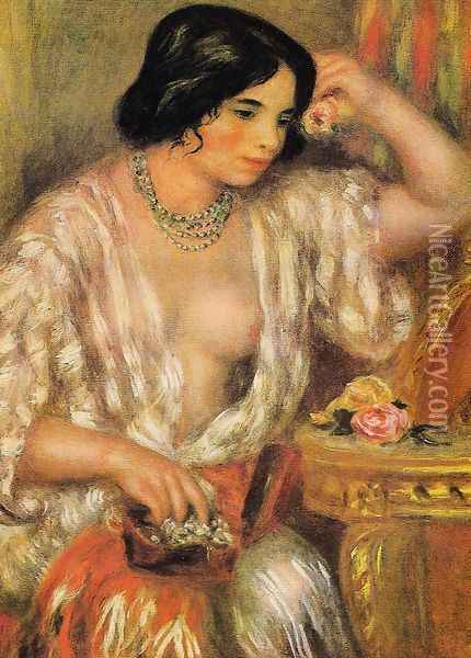 Gabrielle Wearing Jewelry Oil Painting - Pierre Auguste Renoir