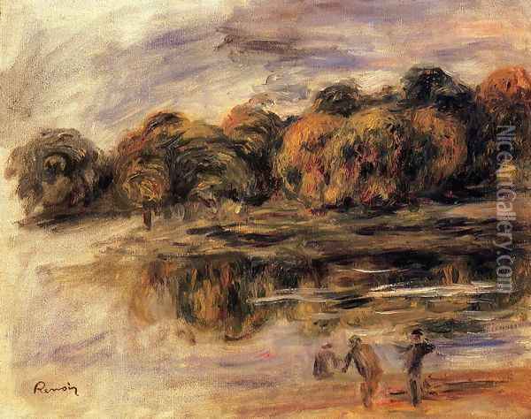 Fishermen By A Lake Oil Painting - Pierre Auguste Renoir