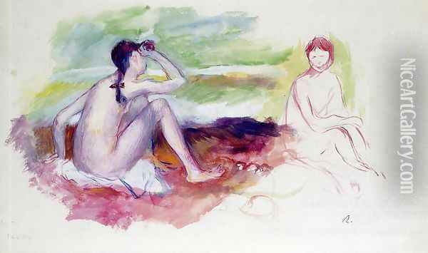 Two Bathers Oil Painting - Pierre Auguste Renoir