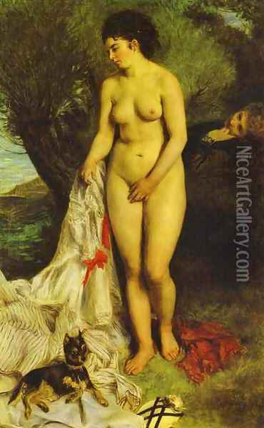 Bather (La Baigneuse au griffon) Oil Painting - Pierre Auguste Renoir