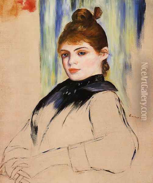 Young Woman With A Bun In Her Hair Oil Painting - Pierre Auguste Renoir