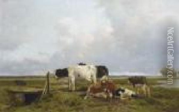 Cattle In An Extensive Polder Landscape Oil Painting - Anton Mauve