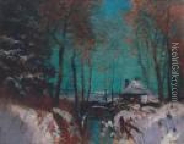 Snowy Landscape, Between 1905-1910 Oil Painting - Laszlo Mednyanszky