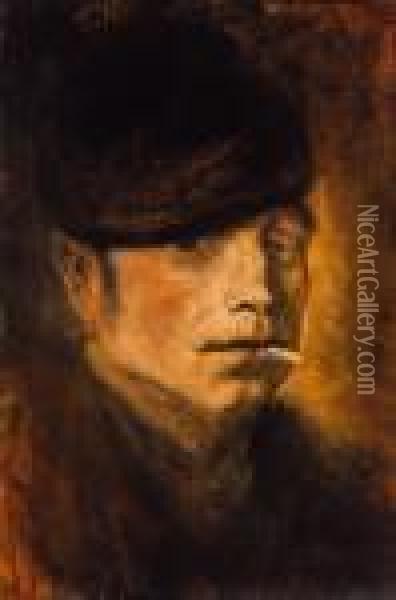 Boy In A Hat, About 1900 Oil Painting - Laszlo Mednyanszky