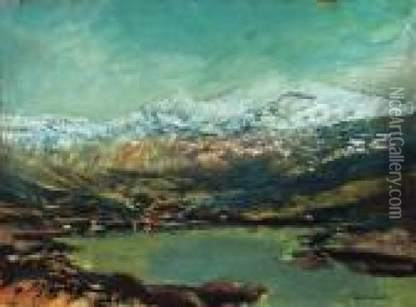 Landscape In The Tatra, With Snowy Mountains Oil Painting - Laszlo Mednyanszky
