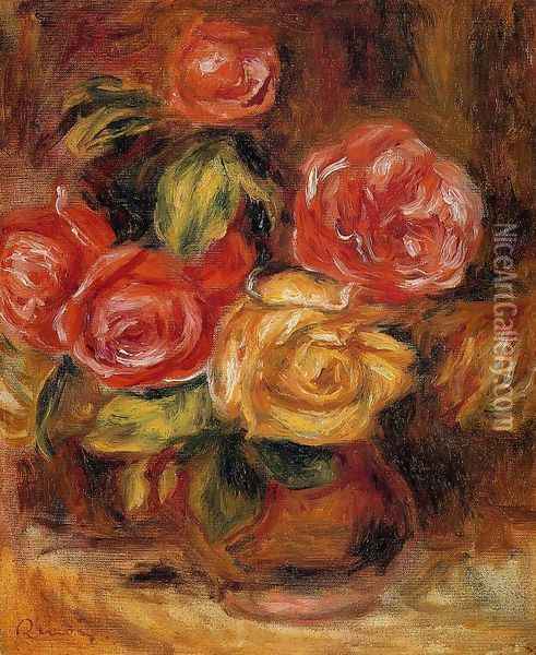 Roses In A Vase4 Oil Painting - Pierre Auguste Renoir