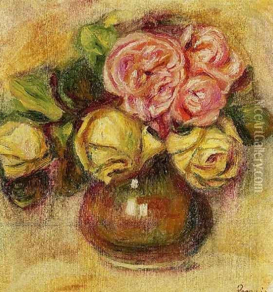 Vase Of Roses4 Oil Painting - Pierre Auguste Renoir