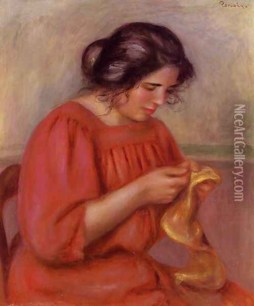 Gabrielle Mending Oil Painting - Pierre Auguste Renoir