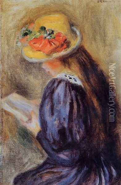 The Little Reader Aka Little Girl In Blue Oil Painting - Pierre Auguste Renoir