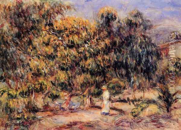 Woman In White In The Garden At Colettes Oil Painting - Pierre Auguste Renoir