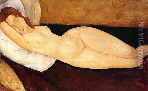 Reclining Nude Head Resting On Right Ar Nude Restin M Aka Nude On A Couch Oil Painting - Pierre Auguste Renoir