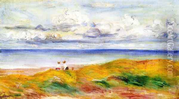 On A Cliff Oil Painting - Pierre Auguste Renoir