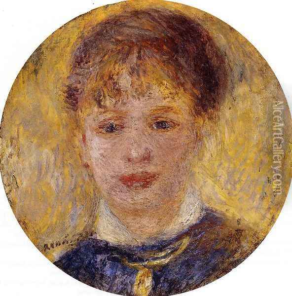 Womans Head Oil Painting - Pierre Auguste Renoir
