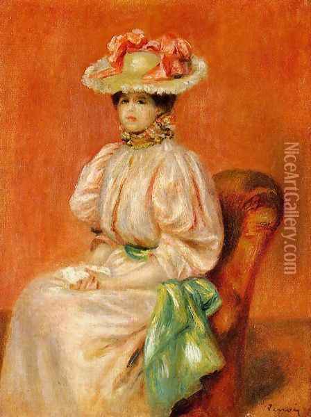 Seated Woman With Green Sash Oil Painting - Pierre Auguste Renoir