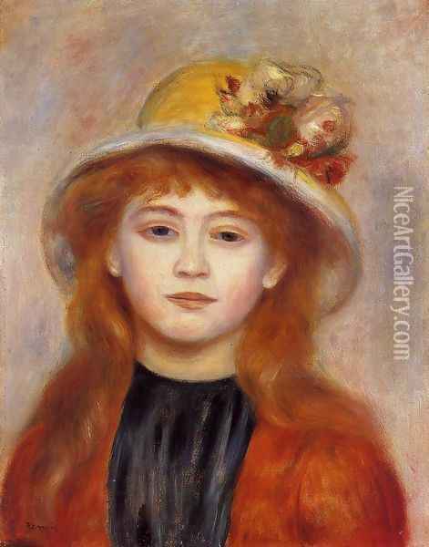 Woman Wearing A Hat Oil Painting - Pierre Auguste Renoir