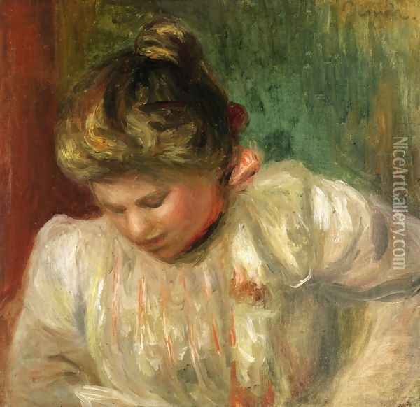 Bust of a Girl Oil Painting - Pierre Auguste Renoir