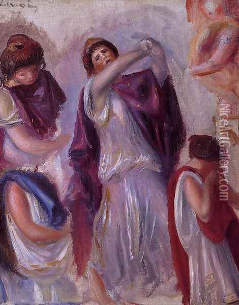 Scene Antique Femmes Aux Peplums Oil Painting - Pierre Auguste Renoir