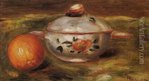 Still Life With Orange And Sugar Bowl Oil Painting - Pierre Auguste Renoir