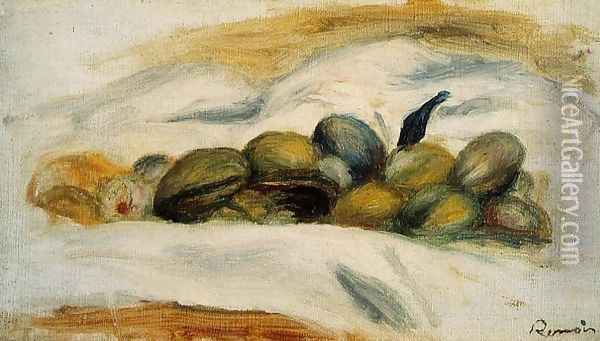 Still Life - Almonds and Walnuts Oil Painting - Pierre Auguste Renoir
