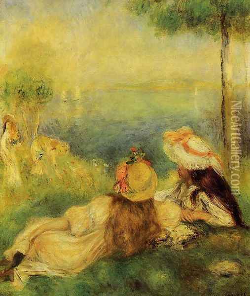 Young Girls By The Sea Oil Painting - Pierre Auguste Renoir