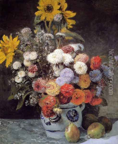 Mixed Flowers In An Earthware Pot Oil Painting - Pierre Auguste Renoir
