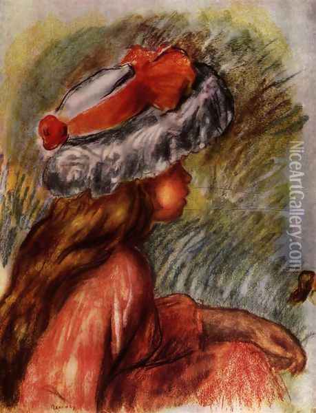 Girl head Oil Painting - Pierre Auguste Renoir