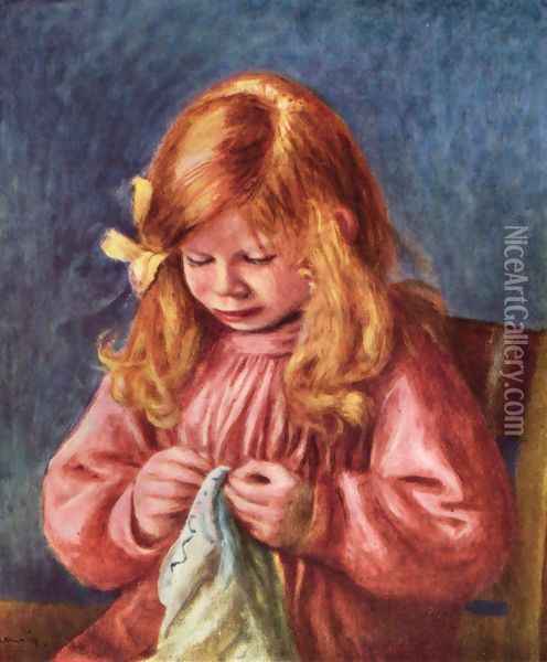 Jean Renoir sewing Oil Painting - Pierre Auguste Renoir