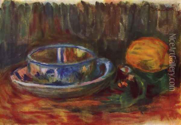 Still life with a cup Oil Painting - Pierre Auguste Renoir