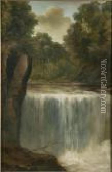 Waterfall Oil Painting - William Mellor