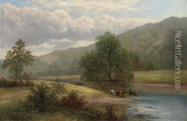 On The Warfe, Yorkshire Oil Painting - William Mellor