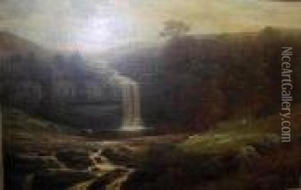 Hardraw Falls, Teesdale Oil Painting - William Mellor
