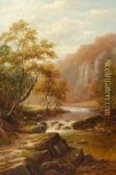 On The Wharfe, Bolton Woods, Yorkshire Oil Painting - William Mellor