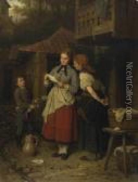 Der Liebesbrief. Oil Painting - Meyer Georg von Bremen