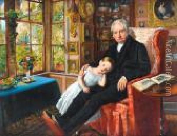 James Wyatt And His Granddaughter Marywyatt Oil Painting - Sir John Everett Millais