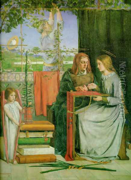 The Childhood Of Mary Virgin Oil Painting - Dante Gabriel Rossetti