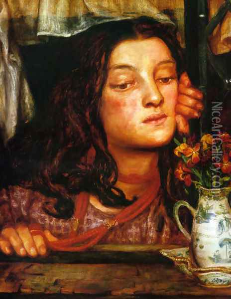 Girl At A Lattice Oil Painting - Dante Gabriel Rossetti