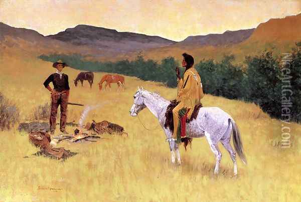 The Parley Oil Painting - Frederic Remington