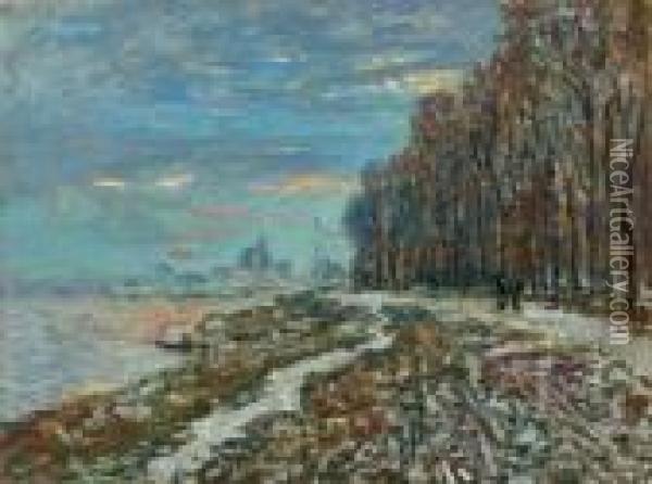 La Promenade D'argenteuil, 
Unsoir D'hiver Oil Painting - Claude Oscar Monet