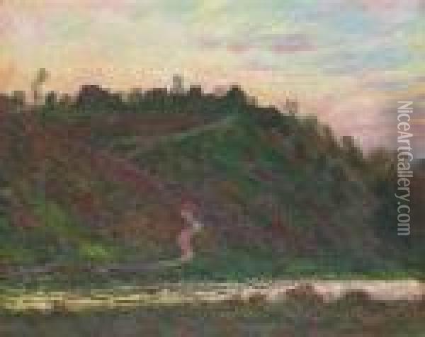 Le Village De La Roche-blond Au Soleil Couchant Oil Painting - Claude Oscar Monet