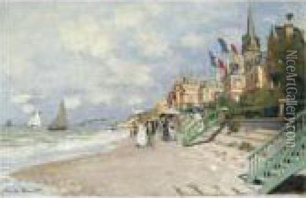 La Plage A Trouville Oil Painting - Claude Oscar Monet